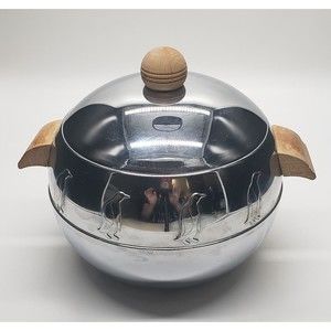 Vintage West Bend Penguin Hot and Cold Server w/Wood Handles